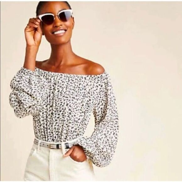 Anthropologie Tops - Anthropologie - Cascais On/Off Shoulder Leopard Print Top sz S